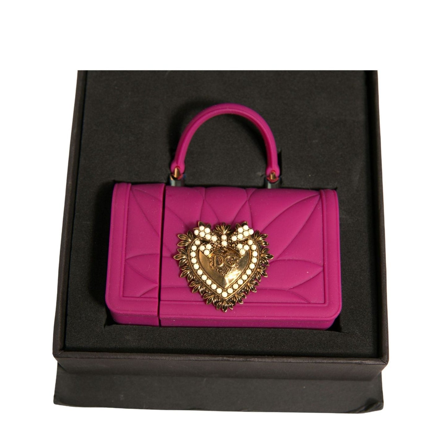 Dolce & Gabbana Pink Silicone Devotion Heart Cover Hand Bag Airpod Case