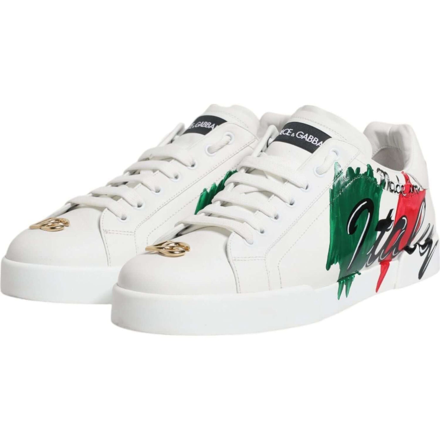 Dolce & Gabbana White Portofino Made In Italy Print Sneakers Shoes Dolce & Gabbana Lavender