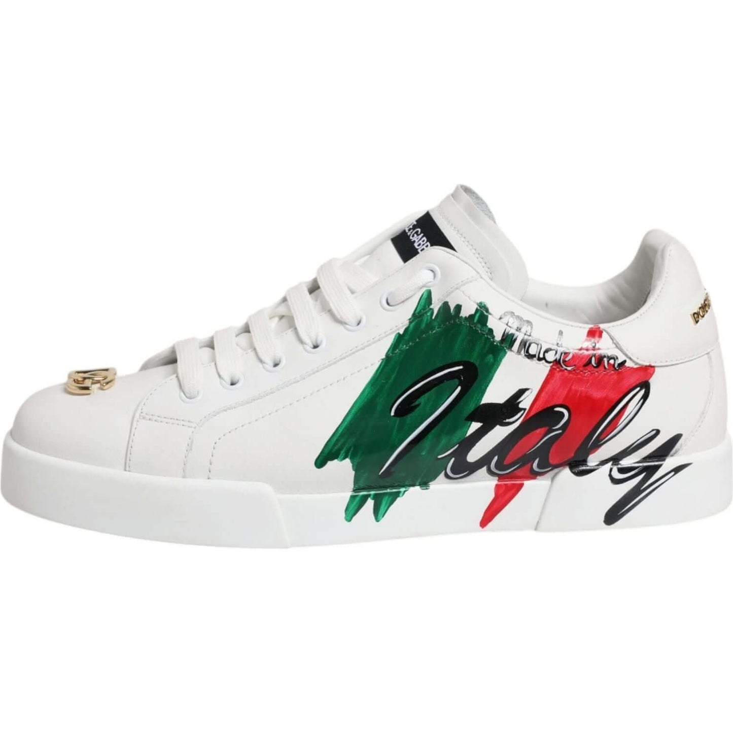 Dolce & Gabbana White Portofino Made In Italy Print Sneakers Shoes Dolce & Gabbana Light Gray