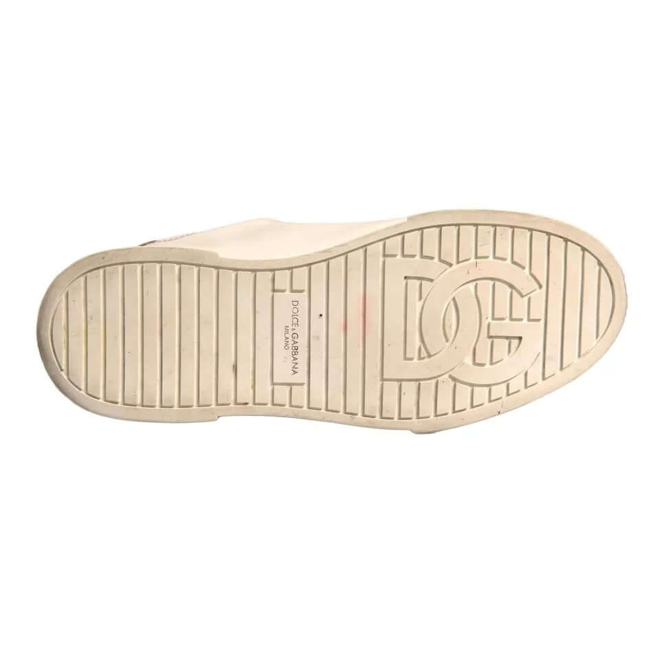 Dolce & Gabbana White Crown Patch Portofino Sneakers Shoes Dolce & Gabbana Wheat