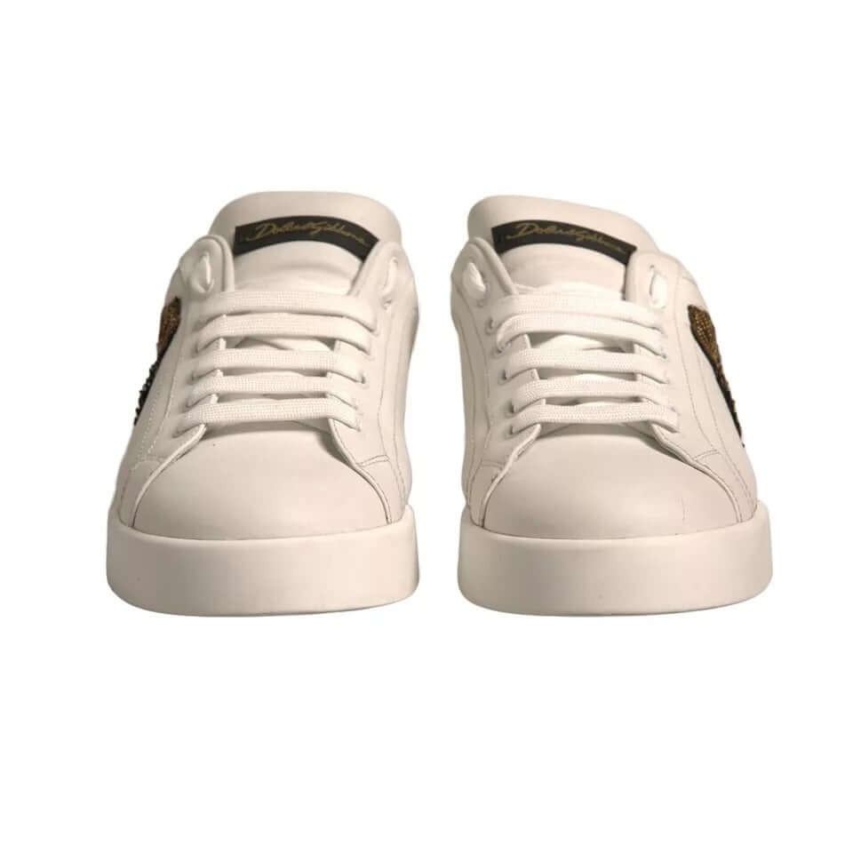 Dolce & Gabbana White Crown Patch Portofino Sneakers Shoes Dolce & Gabbana Light Gray