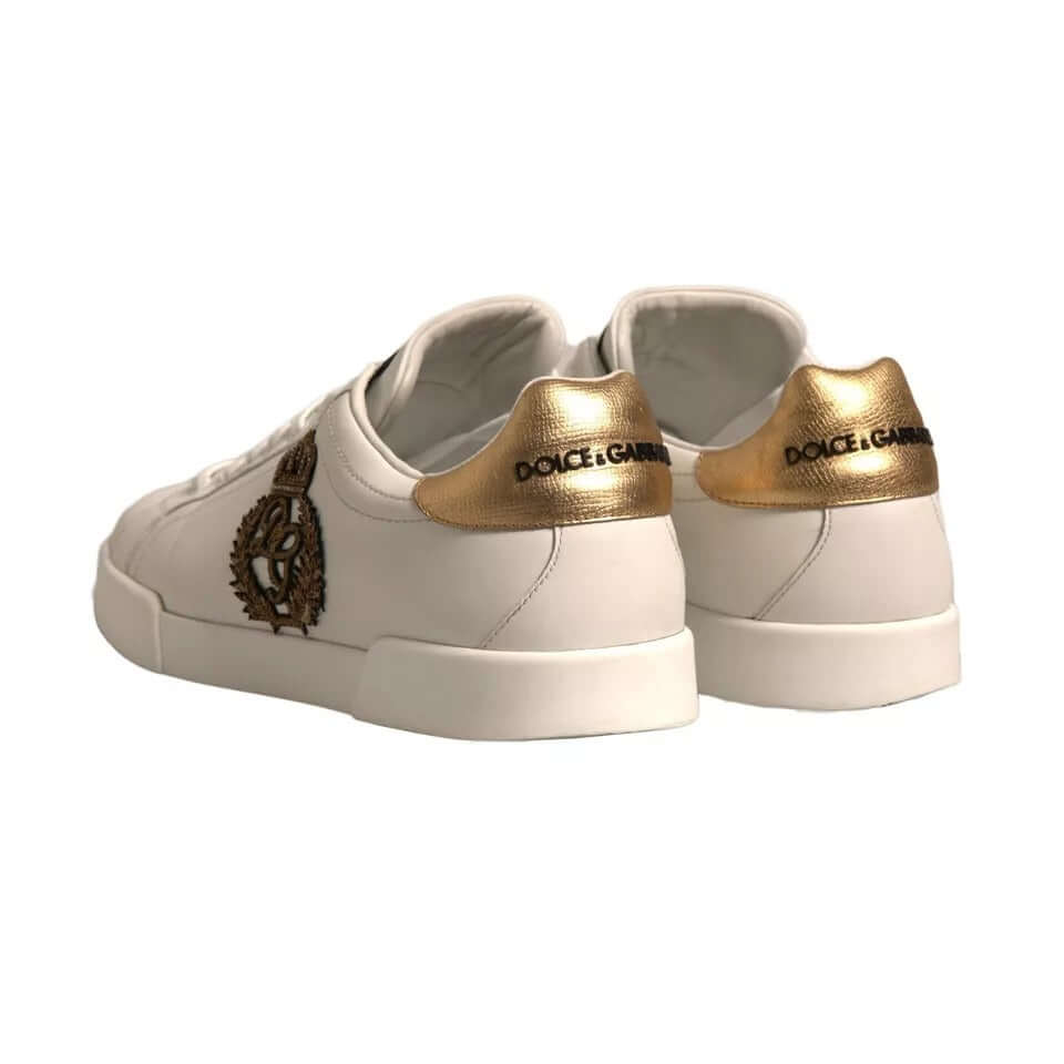 Dolce & Gabbana White Crown Patch Portofino Sneakers Shoes Dolce & Gabbana Rosy Brown