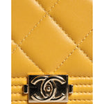 Chanel Yellow Quilted Leather CC Logo Continental Zip Wallet