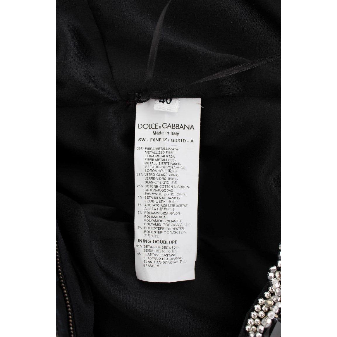 Dolce & Gabbana Silver Crystal Embellished Shift Dress Masterpiece Dolce & Gabbana Light Gray