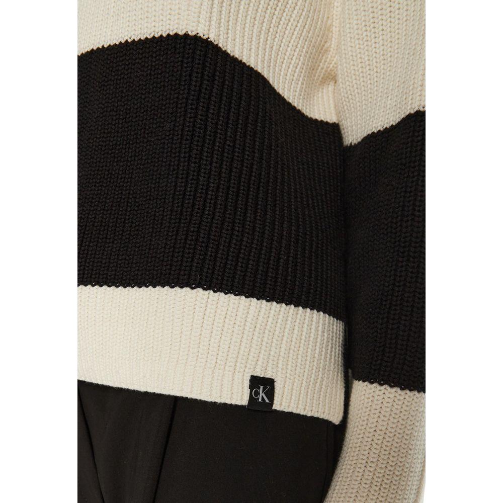 Calvin Klein Jeans Black And White Cotton Sweater Calvin Klein Jeans Black