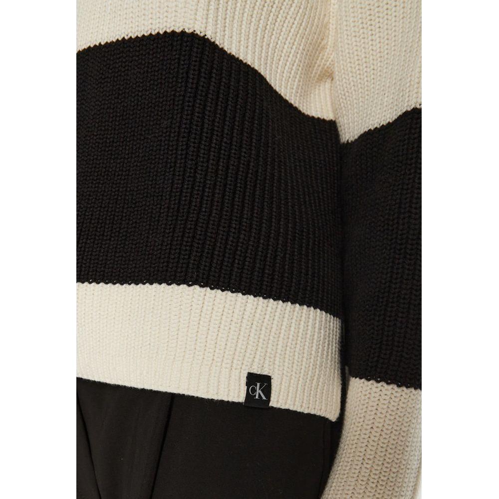 Calvin Klein Jeans Black And White Cotton Sweater Calvin Klein Jeans Black