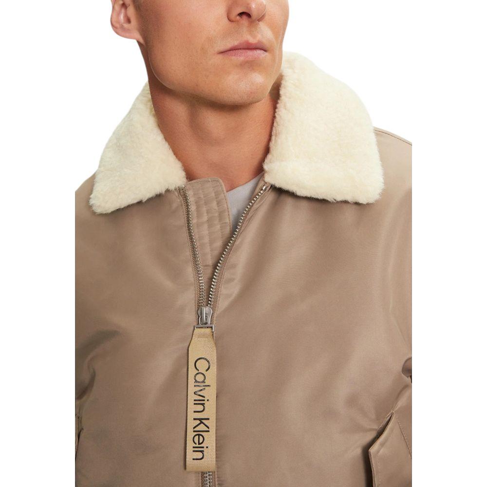 Calvin Klein Jeans Beige Recycled Polyamide Jacket Calvin Klein Jeans Rosy Brown