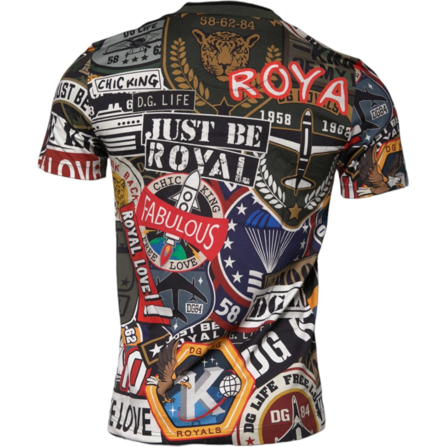 Dolce & Gabbana Multicolor Graphic Print Cotton Crew Neck T-shirt Dolce & Gabbana Dark Slate Gray