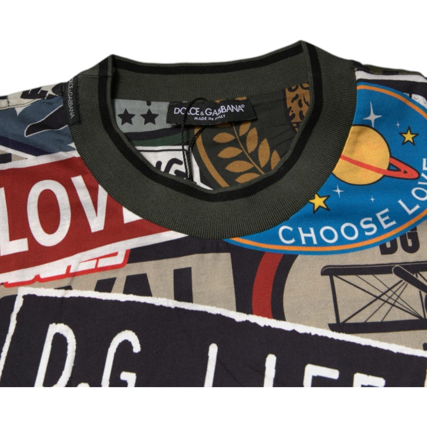 Dolce & Gabbana Multicolor Graphic Print Cotton Crew Neck T-shirt Dolce & Gabbana Tan