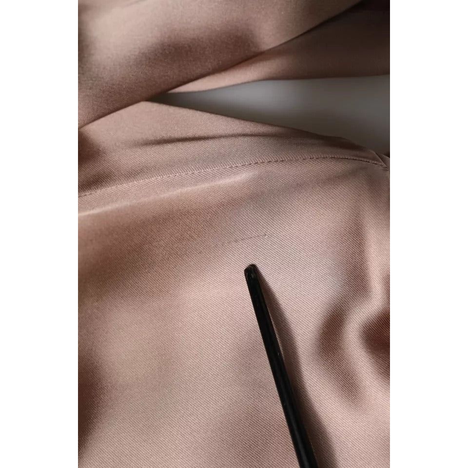 Emporio Armani Pink Satin Long Sleeves Sheath Wrap Mini Dress DR281350-46