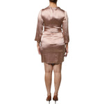 Emporio Armani Pink Satin Long Sleeves Sheath Wrap Mini Dress DR281351-44