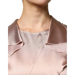 Emporio Armani Pink Satin Long Sleeves Sheath Wrap Mini Dress DR281352-42