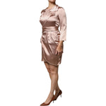 Emporio Armani Pink Satin Long Sleeves Sheath Wrap Mini Dress DR281353-40