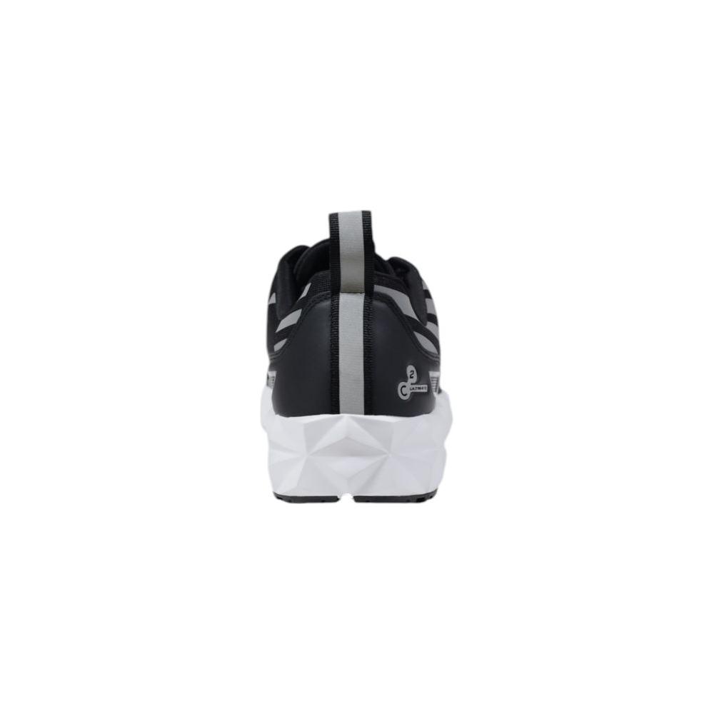 Rear view of EA7 Emporio Armani Bicolor Polyester Sneaker showcasing modern design, sturdy sole, and distinctive details.