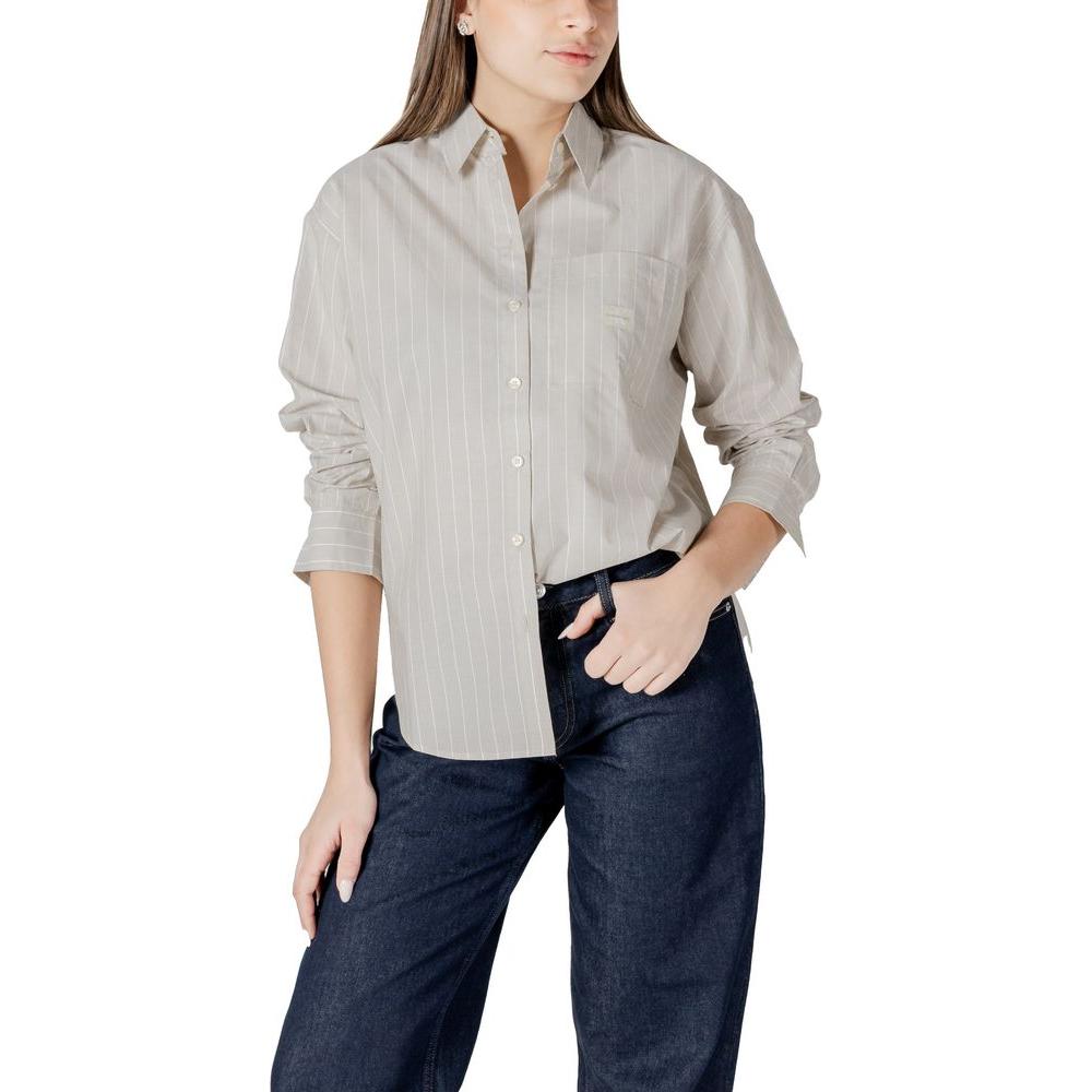 Calvin Klein Jeans Beige Cotton Shirt Calvin Klein Jeans Dark Slate Gray