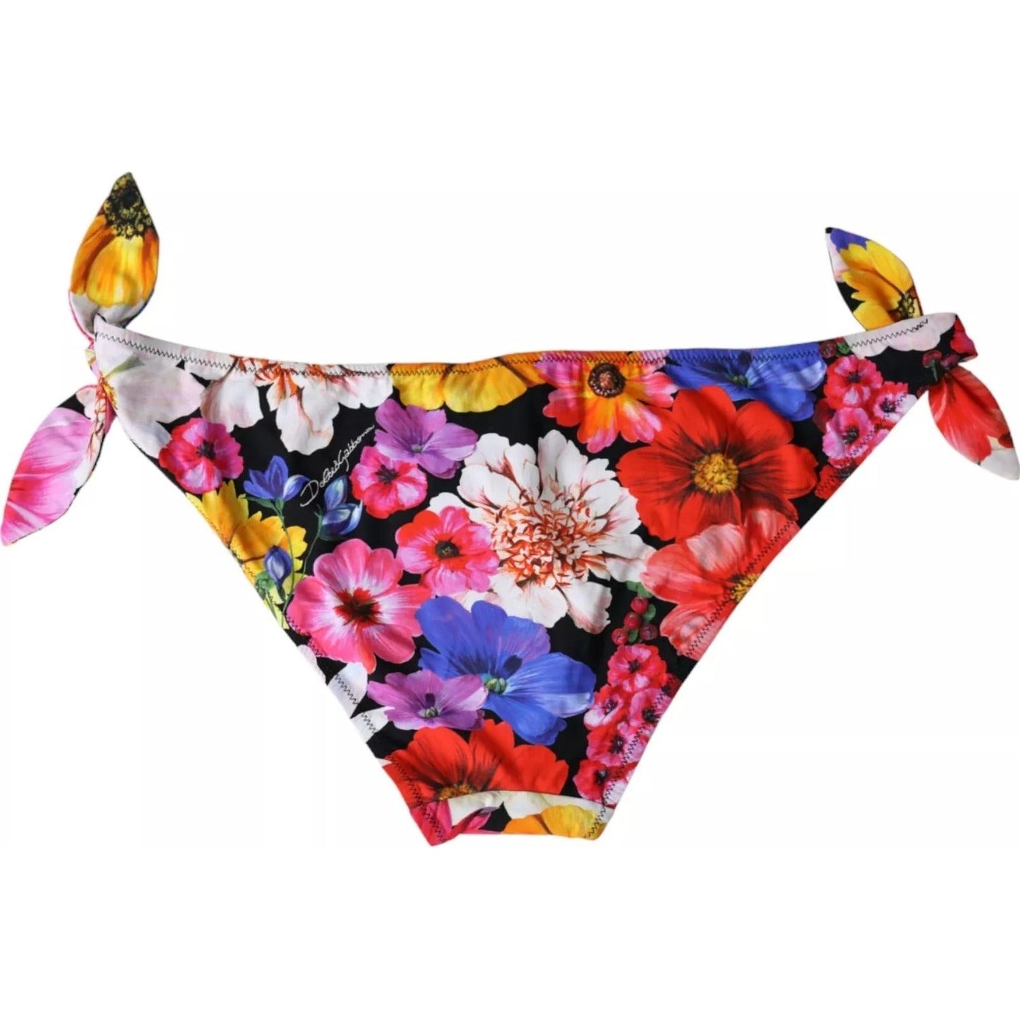 Dolce & Gabbana Black Floral Print Swimsuit Bikini Bottom Swimwear Dolce & Gabbana Maroon