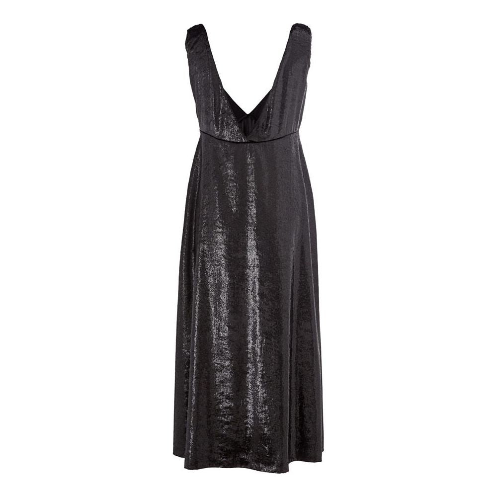 Lardini Elegant Polyester Black Dress Lardini Dark Slate Gray
