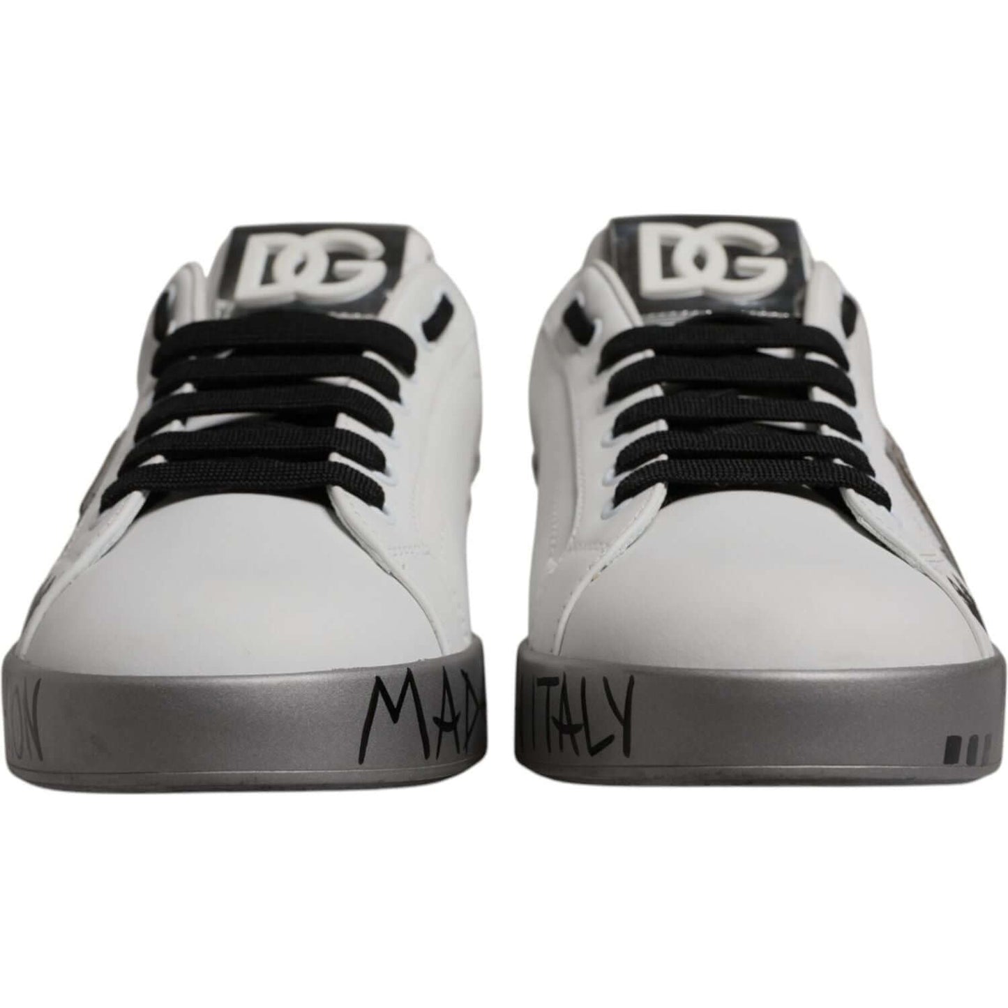 Dolce & Gabbana White Silver Crystal Logo Portofino Sneakers Shoes MV7047#1-42