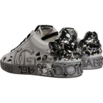 Dolce & Gabbana White Silver Crystal Logo Portofino Sneakers Shoes MV7047#1-42