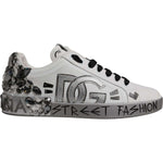 Dolce & Gabbana White Silver Crystal Logo Portofino Sneakers Shoes MV7047#1-42