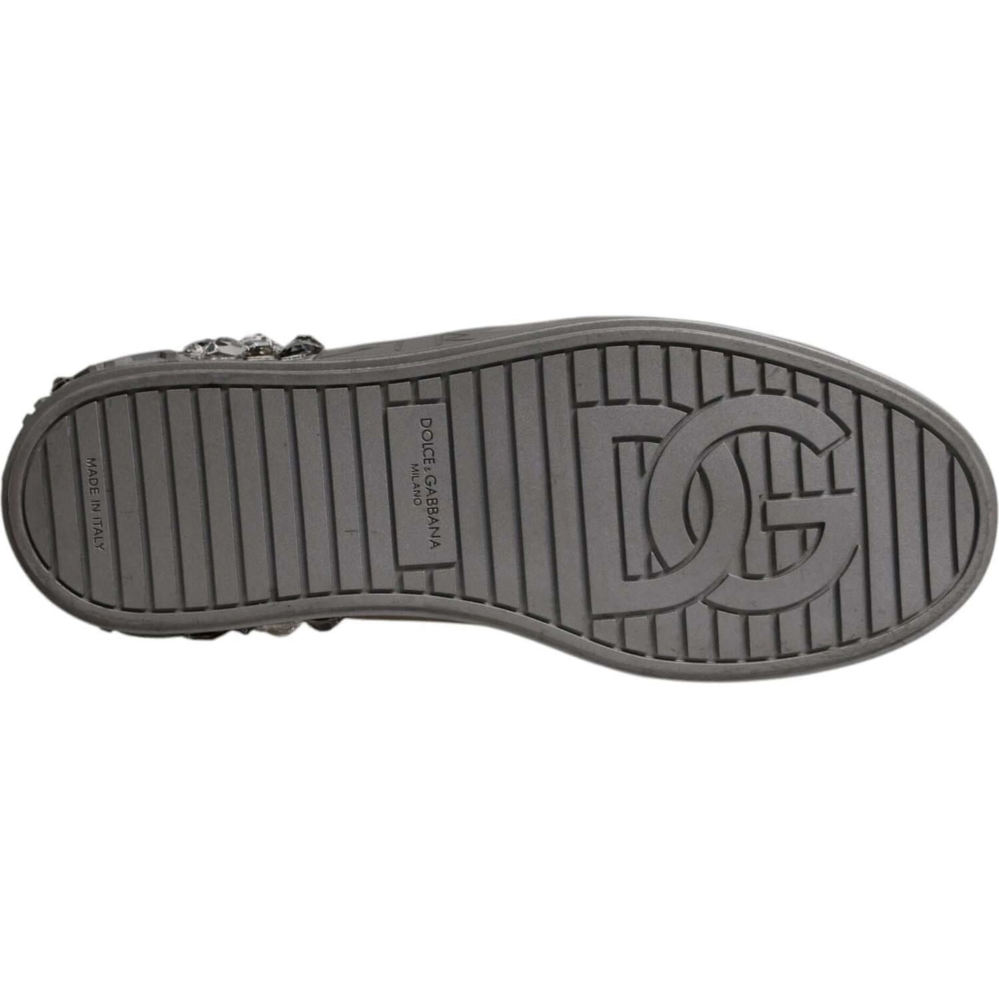 Dolce & Gabbana White Silver Crystal Logo Portofino Sneakers Shoes MV7047#1-42