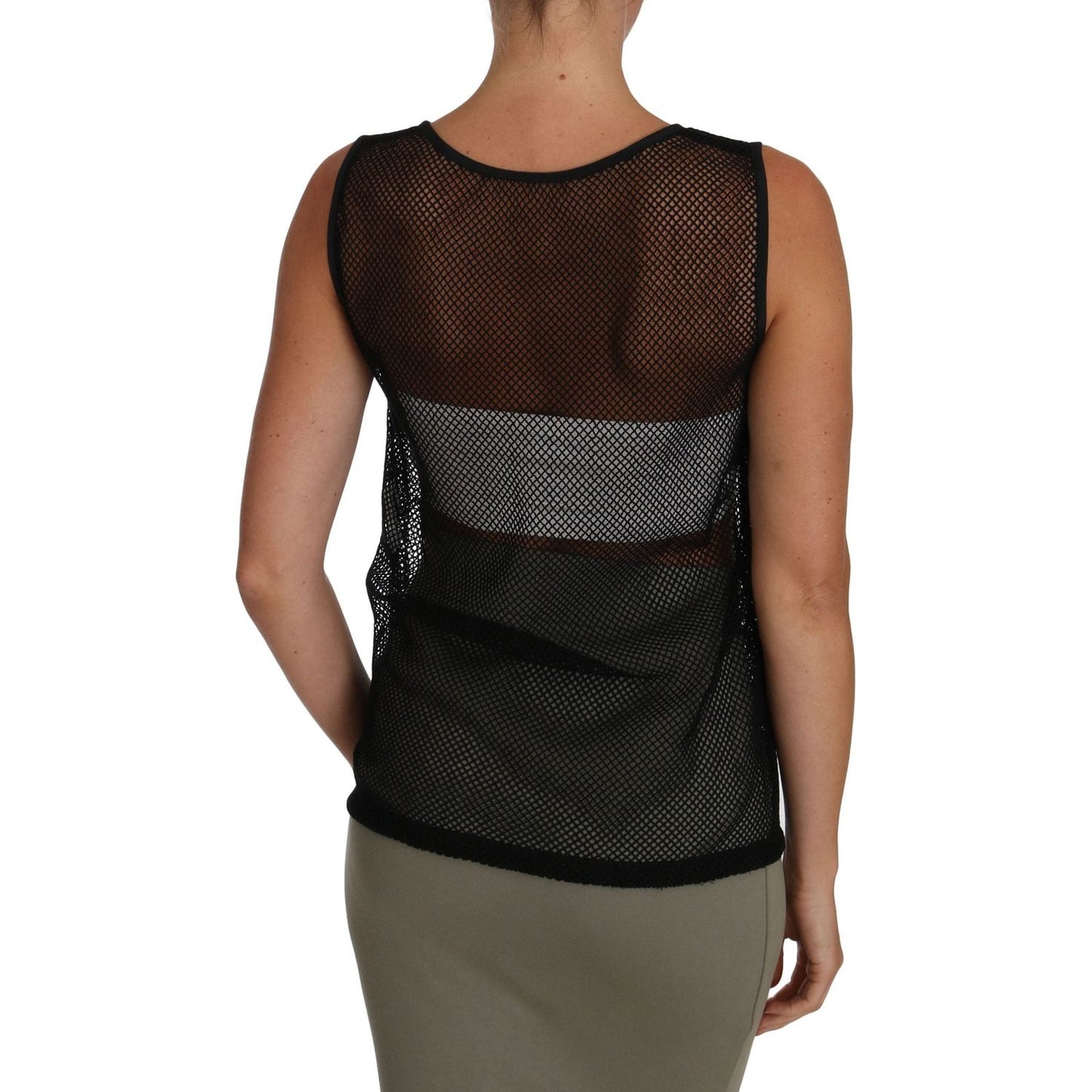 Dolce & Gabbana Elegant Black Mesh Sleeveless Blouse Top Dolce & Gabbana Dark Slate Gray