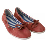 Pantofola D'Oro Scarlet Red Blue Stripe Flat Slip-On Shoes LA8322-39