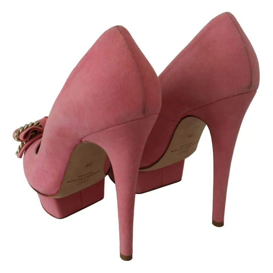 Elisabetta Franchi Pink Bow Stiletto Heel Pumps Shoes LA8365-36