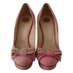 Elisabetta Franchi Pink Bow Stiletto Heel Pumps Shoes LA8365-36