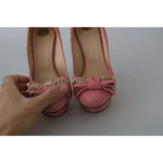 Elisabetta Franchi Pink Bow Stiletto Heel Pumps Shoes LA8365-36