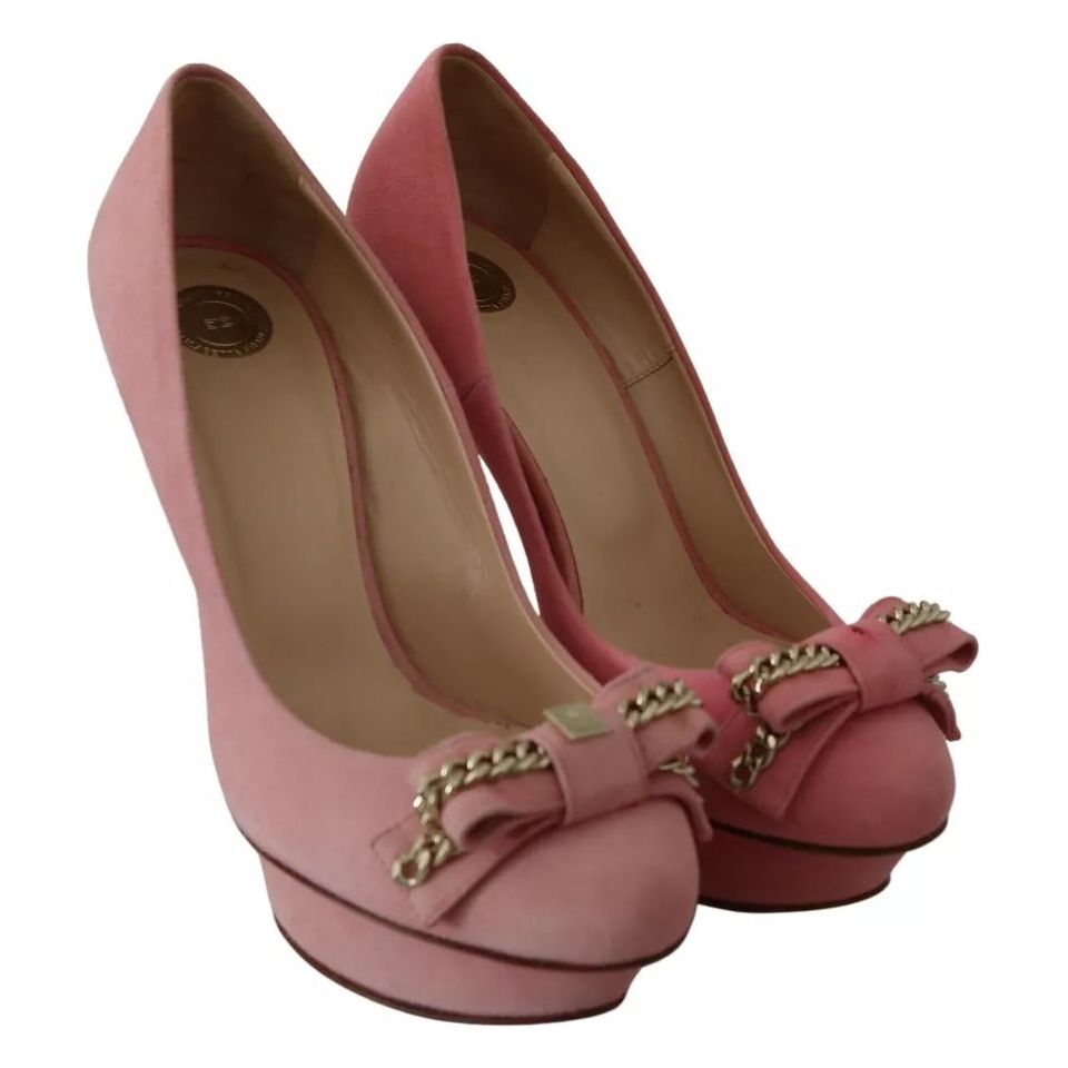 Elisabetta Franchi Pink Bow Stiletto Heel Pumps Shoes LA8365-36