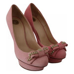 Elisabetta Franchi Pink Bow Stiletto Heel Pumps Shoes LA8365-36