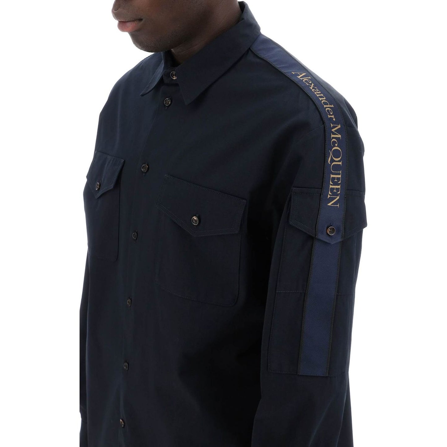 Alexander Mcqueen shirt with logo band on the sleeve Shirts Alexander Mcqueen Black