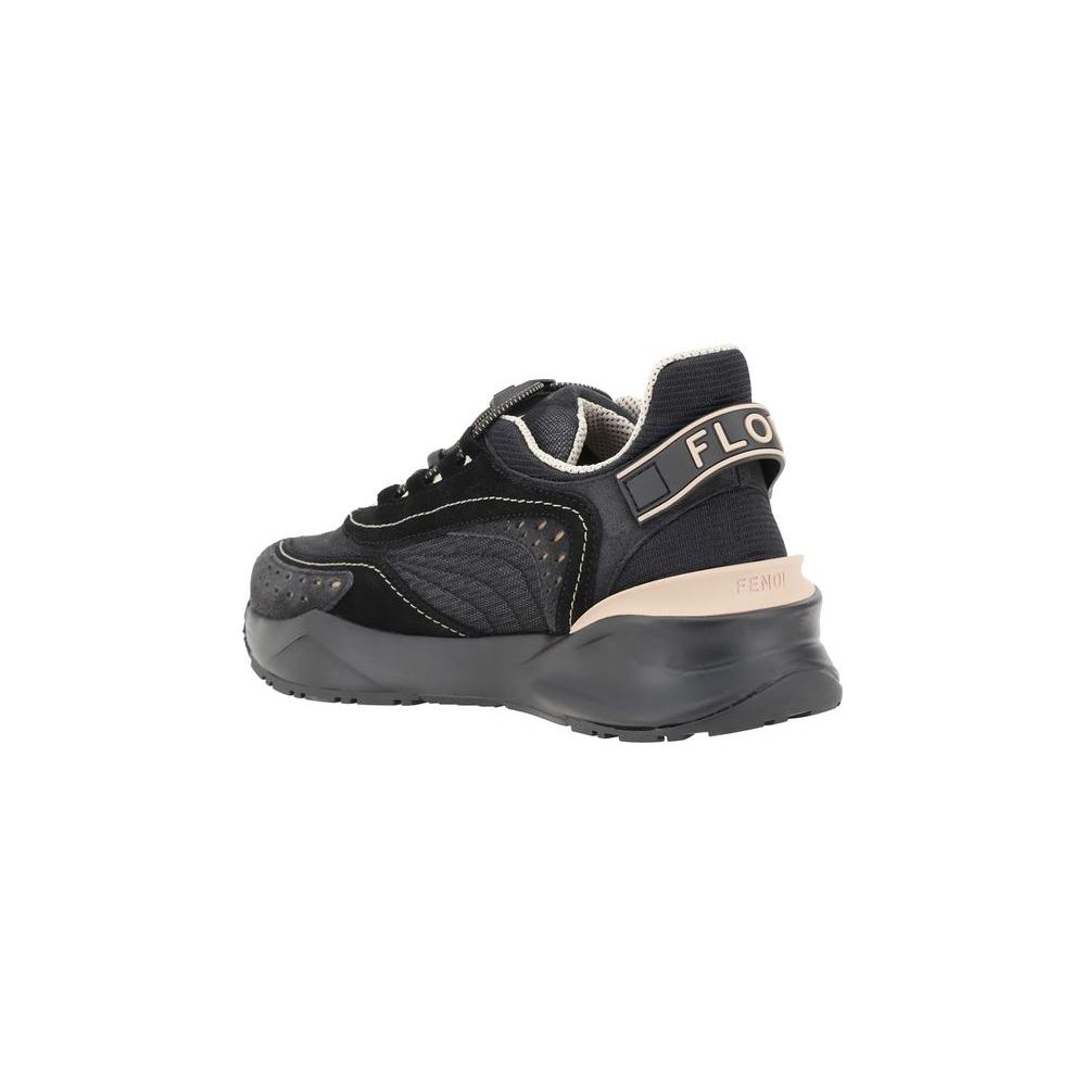 Fendi Logoed Sneakers with textured sole and tone-on-tone logo on heel, featuring adjustable drawstring laces for customized comfort.