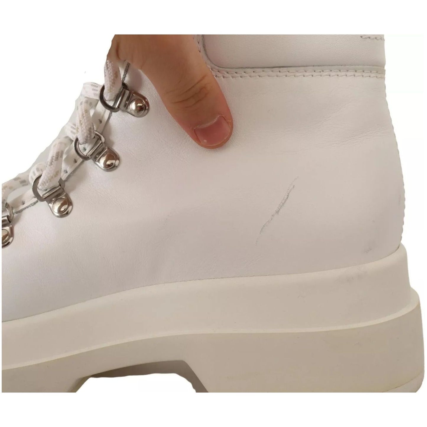 MM6 Maison Margiela White Leather Lace Up Sneakers Shoes LA9404-40