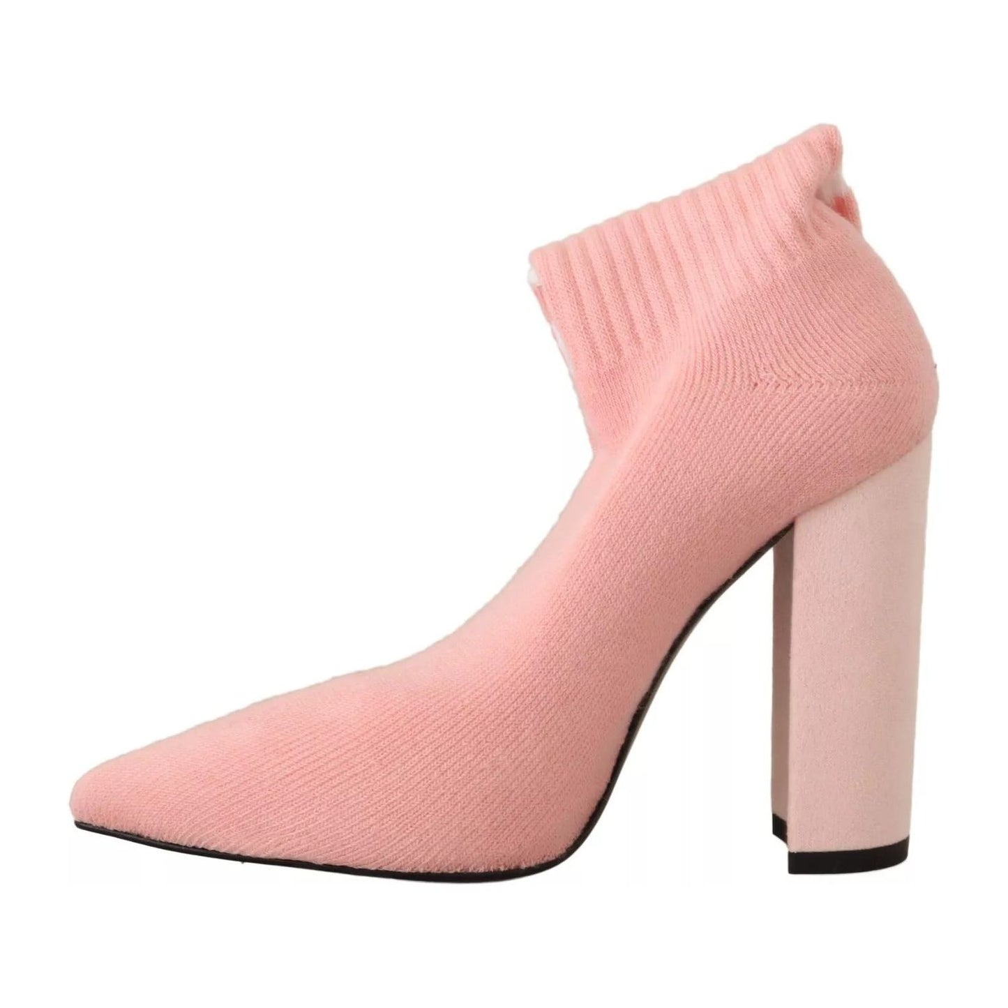 GCDS Pink Suede Logo Socks Block Heel Ankle Boots Shoes LA9416-36