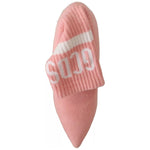 GCDS Pink Suede Logo Socks Block Heel Ankle Boots Shoes LA9416-36