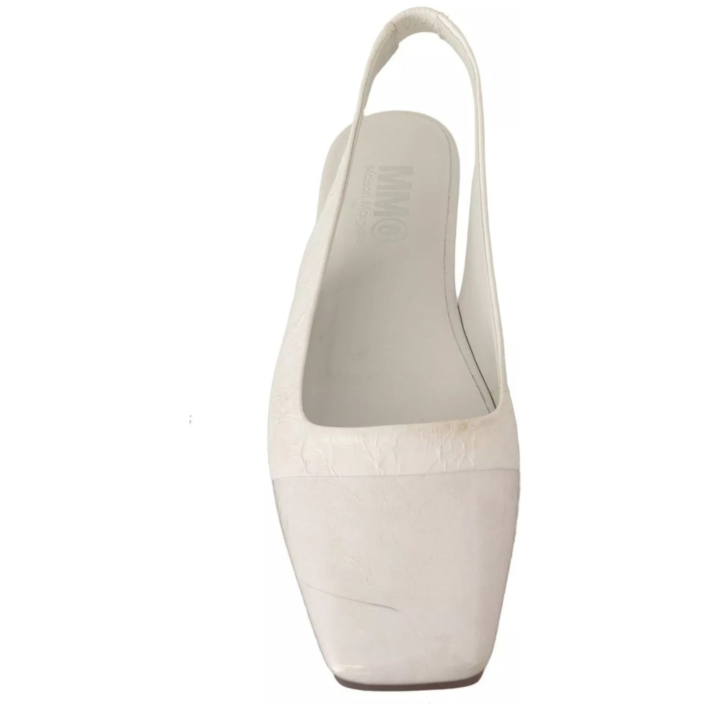 Maison Margiela White Leather Slingback Slip On Flats Shoes LA9540-37