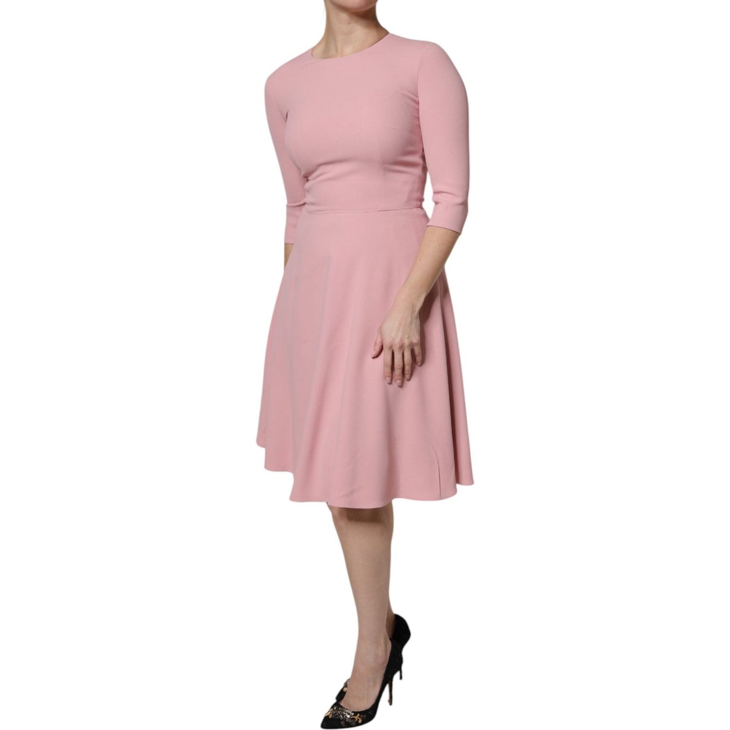 Dolce & Gabbana Pink A-line Flare Viscose 3/4 Sleeves Dress DR81522-40