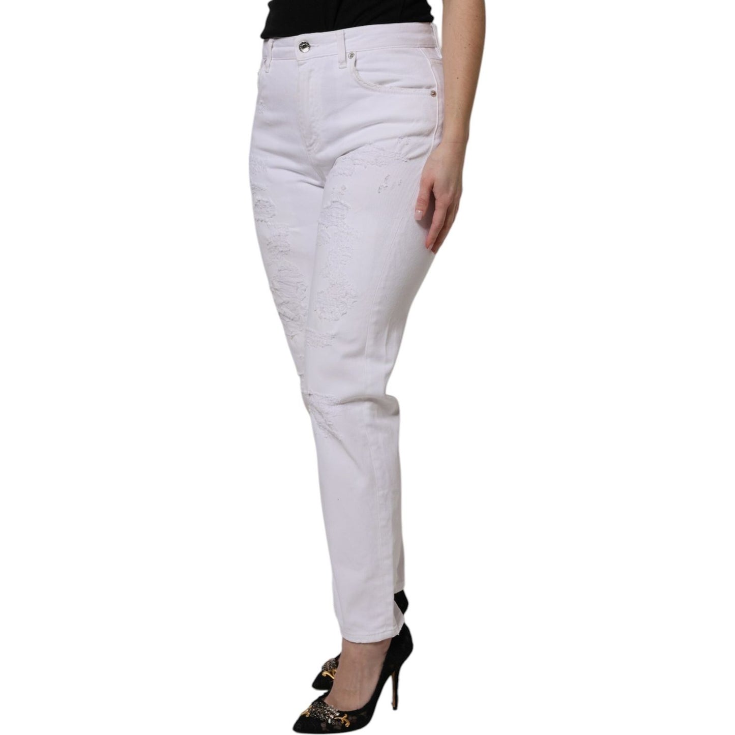 Dolce & Gabbana White Cotton High Waist Skinny Denim Jeans PAN76142-42