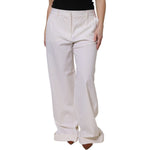 Dolce & Gabbana White Wool Mid Waist Wide Leg Pants PAN76145-48