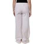 Dolce & Gabbana White Wool Mid Waist Wide Leg Pants PAN76146-46