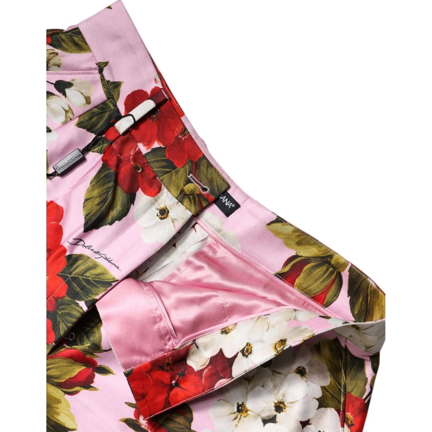 Dolce & Gabbana Pink Floral Print High Waist Hotpants Short Dolce & Gabbana Thistle