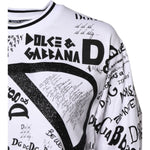Dolce & Gabbana White Graffiti Print Cotton Crew Neck T-shirt TSH8115-46