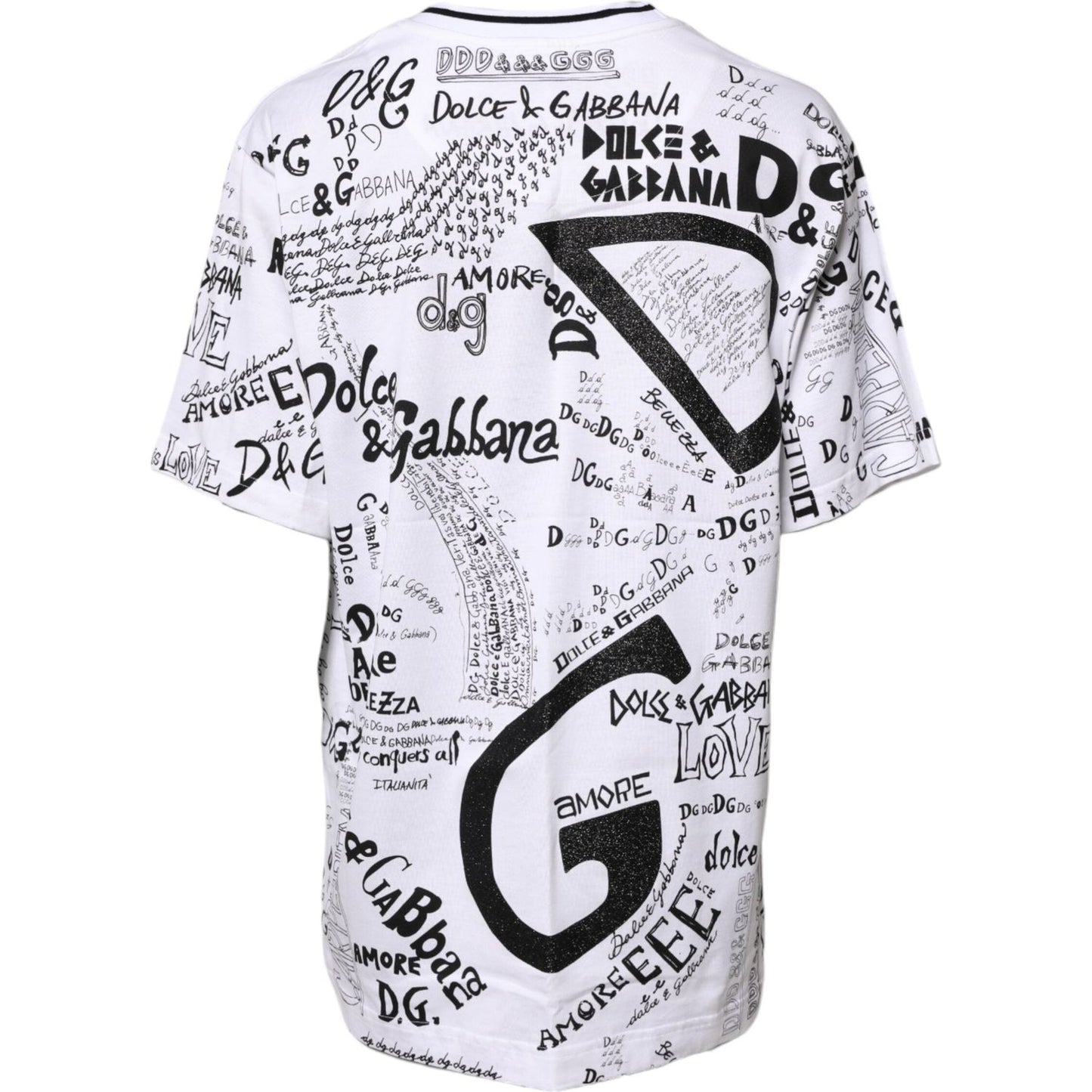 Dolce & Gabbana White Graffiti Print Cotton Crew Neck T-shirt TSH8115-46