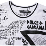 Dolce & Gabbana White Graffiti Print Cotton Crew Neck T-shirt TSH8115-46