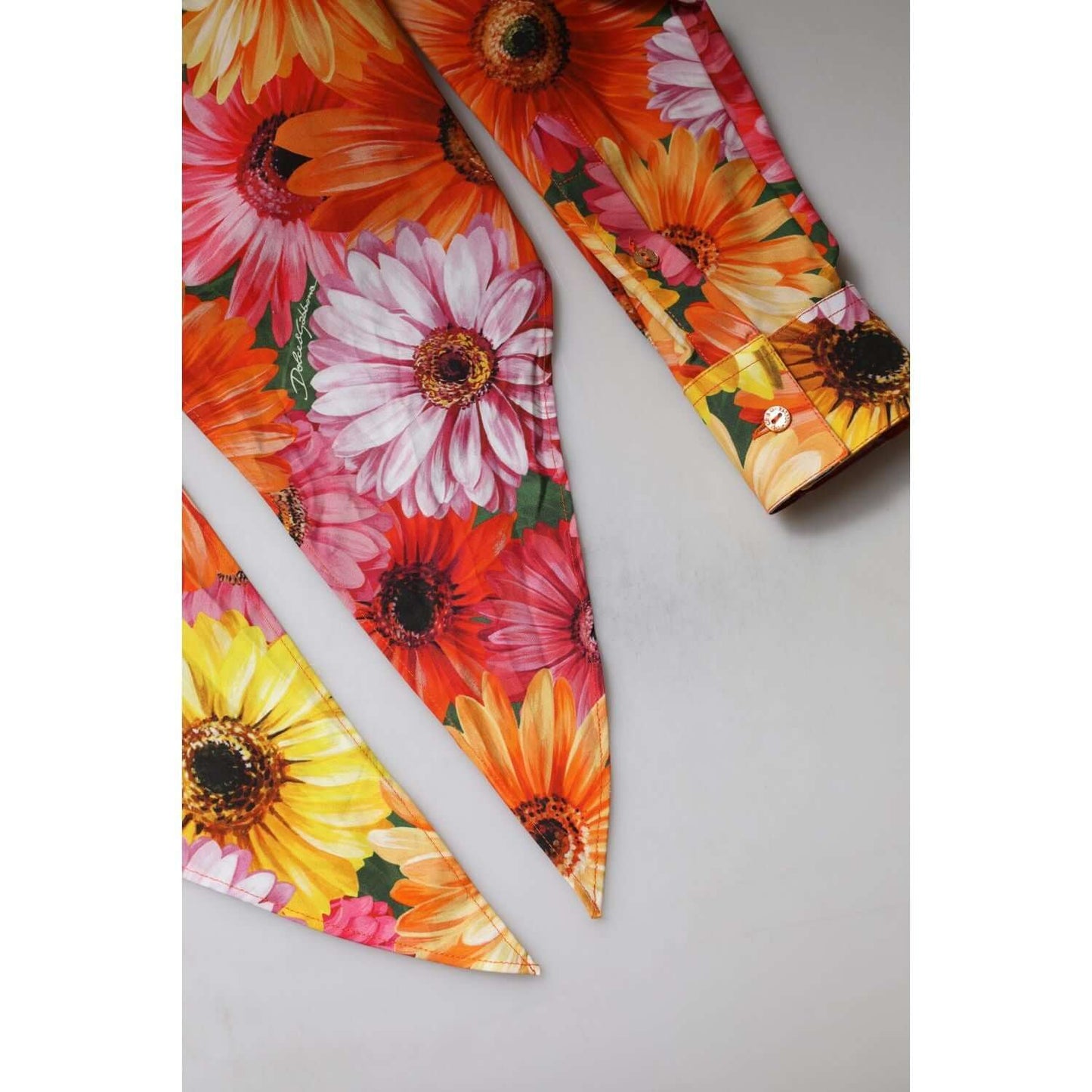 Dolce & Gabbana Multicolor Floral Cotton Cropped Blouse Top Dolce & Gabbana Gray