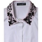 Dolce & Gabbana White Embellished Collared Dress Shirt Top TSH878639-48