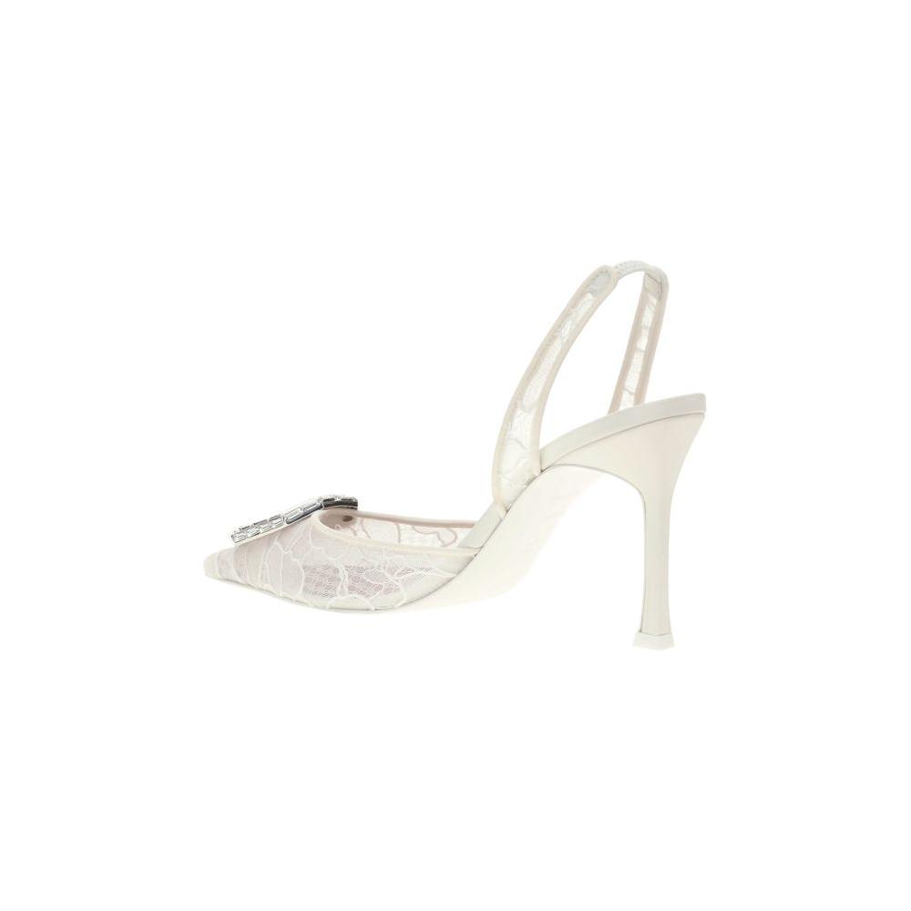 Amina Muaddi Camelia slingback lace Pumps Amina Muaddi Antique White