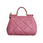 Dolce & Gabbana Pink Leather Sicily Logo Shoulder Satchel Bag